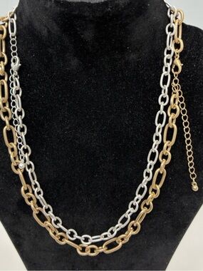 Universal Thread Mixed Metal Layered Chain Necklace Bundle Gold Silver Link Set